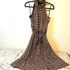 Enfocus Studio Geometric Print Sleeveless Midi Dress Size 14
